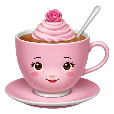 rose hot milk tea with tea cup sticker