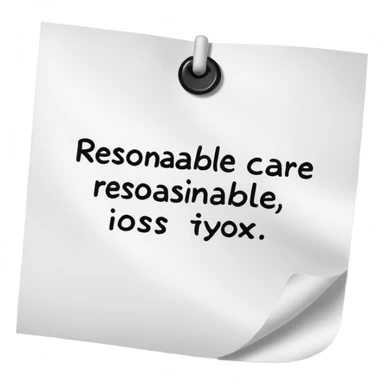 a piece of paper with reasonable care written on it sticker