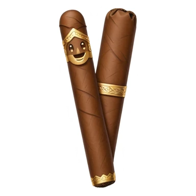 Emoji-style cigar icon, dark brown wrapper, subtle smoke, minimalistic, clean silhouette, metal details, no gold sticker