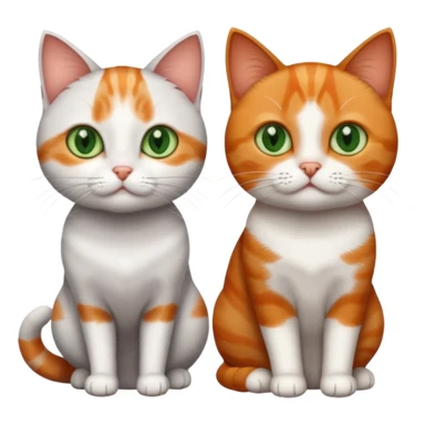 3 different coloured tiny short haired cats, including a dark grey and white cat with green eyes,and  a ginger and white with orange eyes and a brown tabby and white with hazel eyes sticker