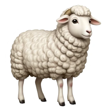 cinematic-[realistic sheep]-realistic-full-body-standing-emoji,-tail-flicking-lazily,-head-tilted-dramatically,-curly-[white]-fur,-simplified-yet-realistic-focused-features,-highly-detailed,-glowing-with-an-almost-sarcastic-glow sticker