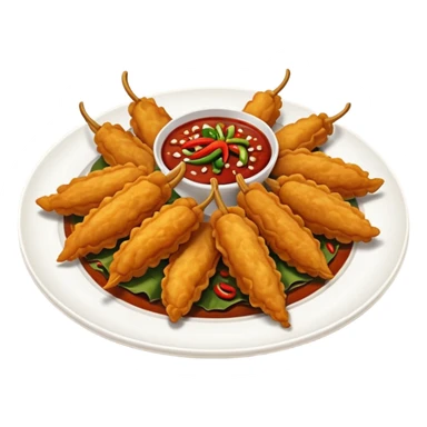 indonesian fried food with chili on a plate sticker