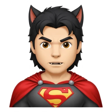 Werewolf with black hair in superhero costume  sticker