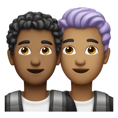 Two men kissing, one of the white with lavender hair and the other person is black with black hair  sticker