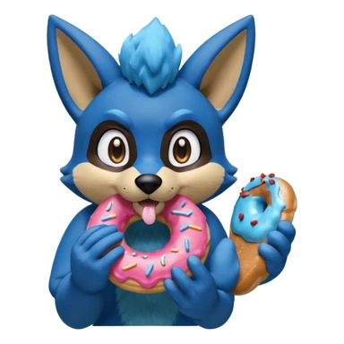 Lucario eating a sugary donut sticker