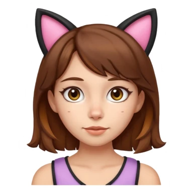 Girl with cat ears. Brown hair sticker