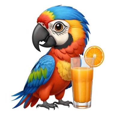 Macaw drinking orange juice sticker