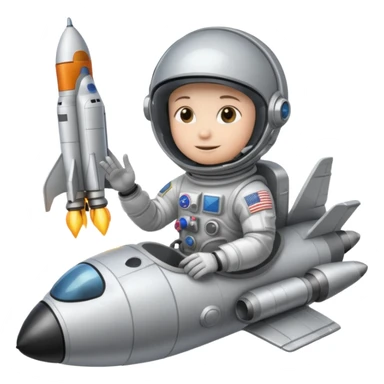 astronaut siting on top of rocket taking off sticker