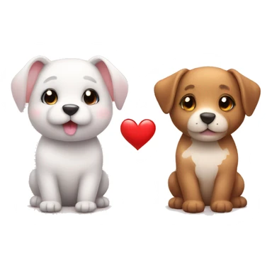 Two different cute animal couple love with heart sticker