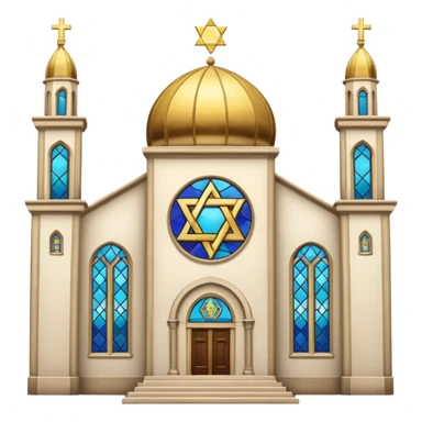 reform jewish synagogue similar in architecture to historical churches (pretty and magnificent), white in color, in ios emoji style sticker