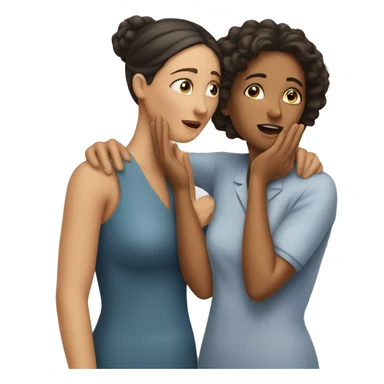 One woman whispers into the ear of another woman closing by hand sticker
