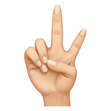 The index finger should point up, the middle finger as well, and the little finger too. The ring finger should be down, and the thumb should rest on the ring finger. sticker