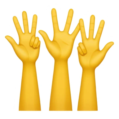 3 yellow hands in the middle about to say hurrah sticker