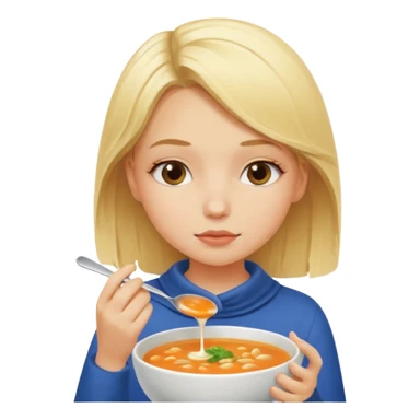 Blonde girl eating soup sticker