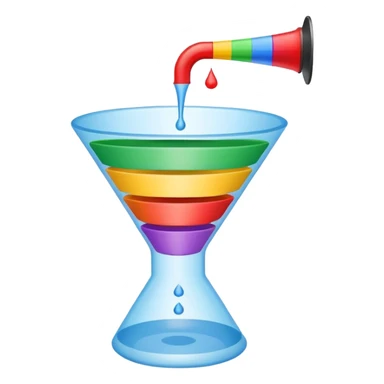 a funnel with a line chart with increasing line behind it sticker