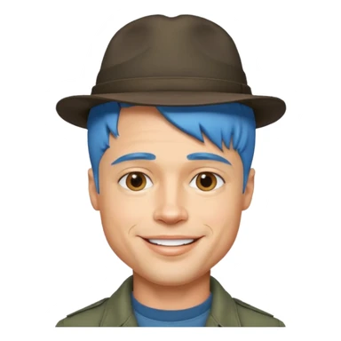 brad pitt, blue hair, hat sticker