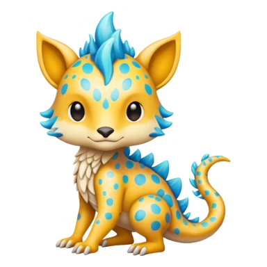 a colorful edgy cute vernid-fionbri-creature with splash patterns full body sticker