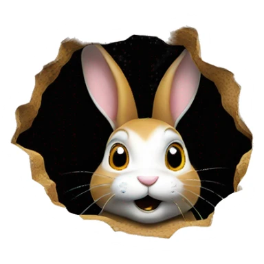 rabbit coming out of a hole sticker