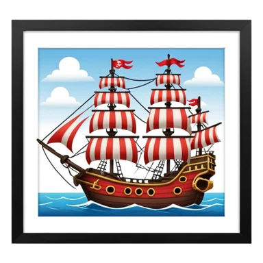 red and white lines pirate ships sticker