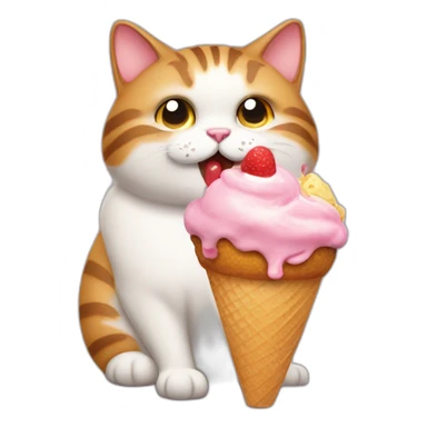 fat cat licks icecream sticker