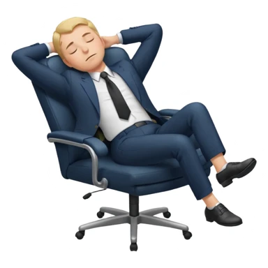 Boss sleeping in a chair with her legs up on the desk sticker