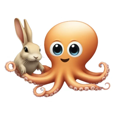 An octopus holds a rabbit sticker