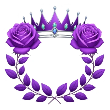 Purple rose with silver tiara and a purple emblem leaf wreath sticker