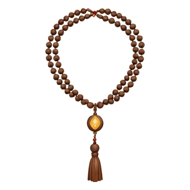monk necklace object icon, wooden prayer beads with simple pendant, spiritual minimal design, natural wood texture, subtle sacred aura, 3D cartoon style, mobile game icon style, centered, clean background, no text, no watermark
 sticker