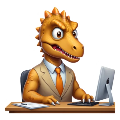 angry office dinosaur working late sticker