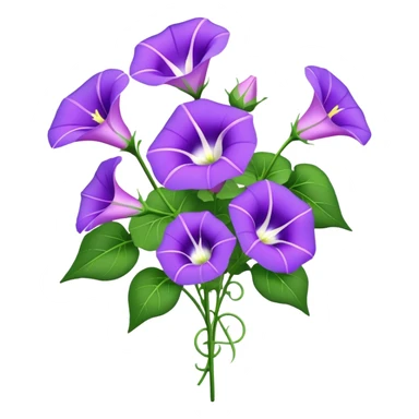 bouquet purple Morning Glorysuper, stem sticker