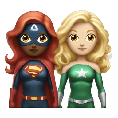 Superhero Duo white female redhead and  female blonde sticker