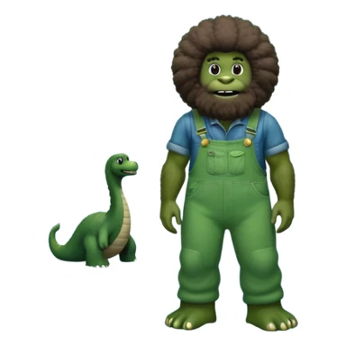 Bigfoot merged with Mario merged with Bob Ross merged with The Loch Ness monster sticker