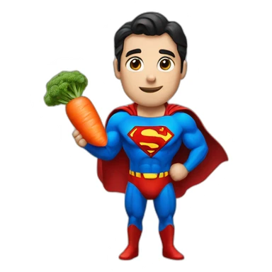 Superman with a carrot in his hand sticker