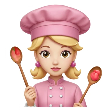 Pink chef hat princess peach with a hand and spoon sticker