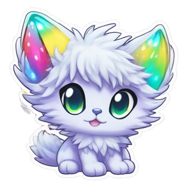 Anthro Fluffy Cool Cute Magical Elemental Shiny Colorful Neon Vibrant Colors Sparkle Kemono-style Chibi Fantasy-Animal-Fakémon-Pokémon-Hybrid Fur Sona Aesthetic Full Body Sticker sticker