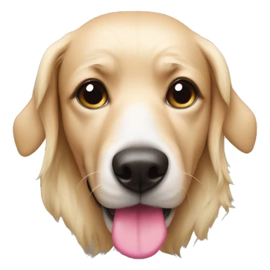 blonde dog with pink nose sticker