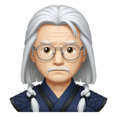 samurai, slim, long white hair , glasses sticker