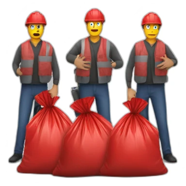 3 Man with red garbage bag in the bag danger logo sticker