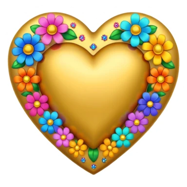 a golden heart studded with flowers sticker