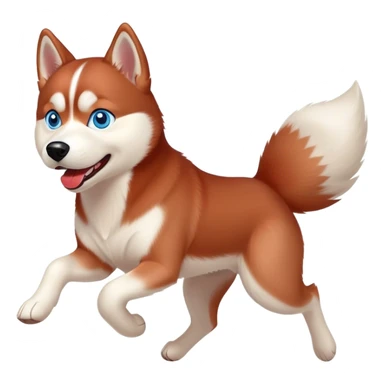 Red Siberian husky with blue eyes running playfully sticker