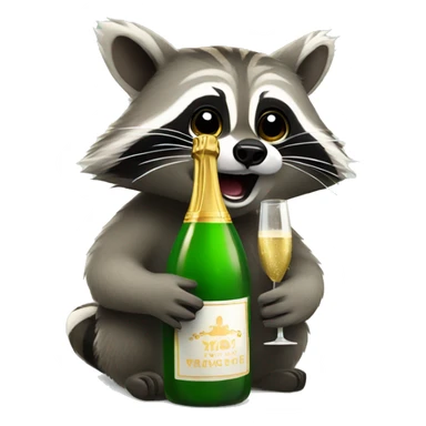 Raccoon Popping Champagne Bottle sticker