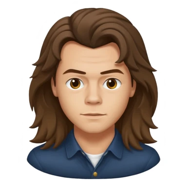 une personne qui ressemble a harry styles avec beaucoup de details, de 3 quart  dans un rond  sticker