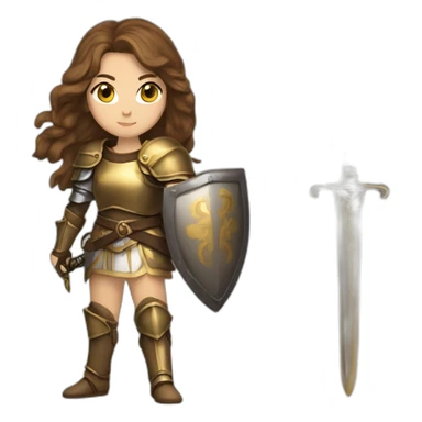 lady knight long brown hair golden eyes tan skin holding a sword sticker