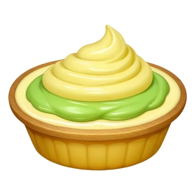 Erstelle eine Birne mit einem Stück geschmolzener Butter  sticker