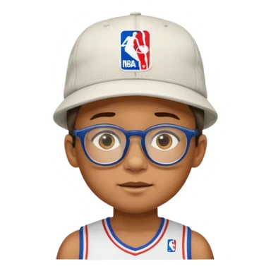 glasses child with hat and nba jersey sticker