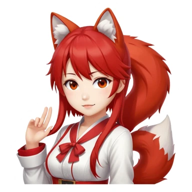 Azur Lane Akagi kitsune girl with red and white outfit and multiple fox tails sticker