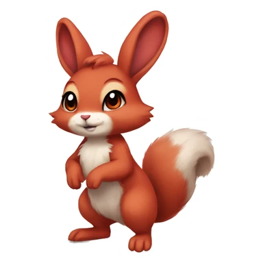 Anthro Sona Fakemon Full Body Red Rabbit Squirrel Chibi Cute  sticker