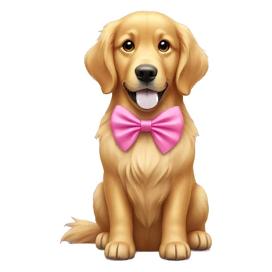 golden retriever wearing pink bow  sticker