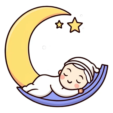 cute sleeping moon with nightcap and snoring sticker
