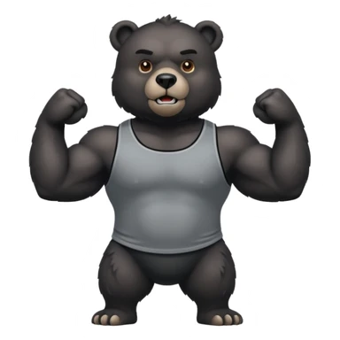 flexing bear with tanktop with black furr sticker